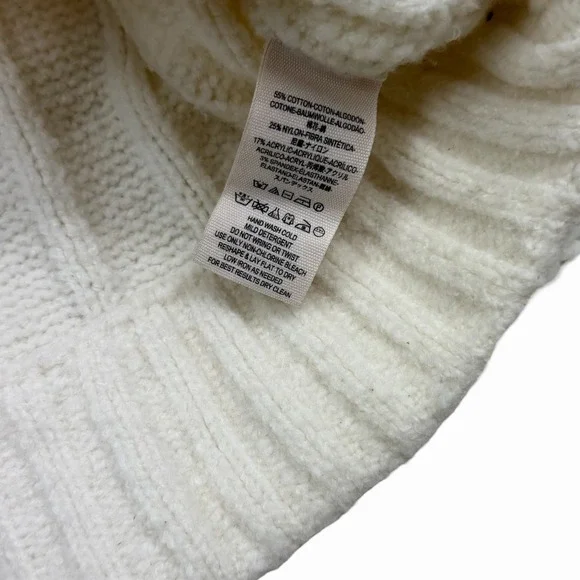 Free People Cable Knit Slouchy Boxy Oversized Sweater Ivory Size Large Chunky - Picture 6 of 9